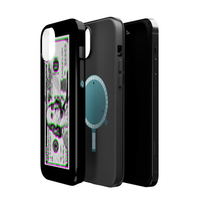 100 Dollars Bill - Green/Magenta Glitch - Magnetic Phone Case