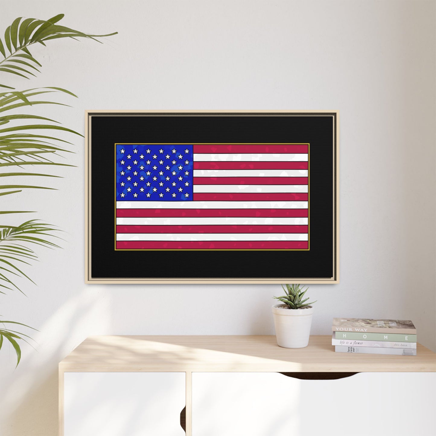 New Glory American Flag (Gold Edge Edition) - Framed Canvas