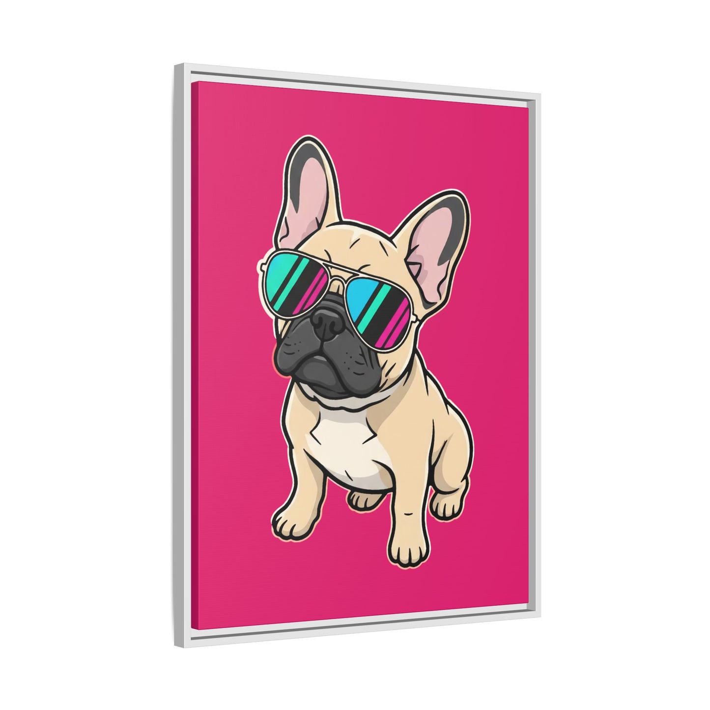 French Bulldog with Sunglasses - Framed Canvas