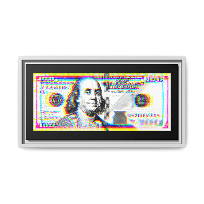 100 Dollars Bill - Neon Color Explosion - Framed Canvas