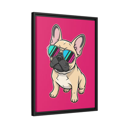 French Bulldog with Sunglasses - Framed Canvas