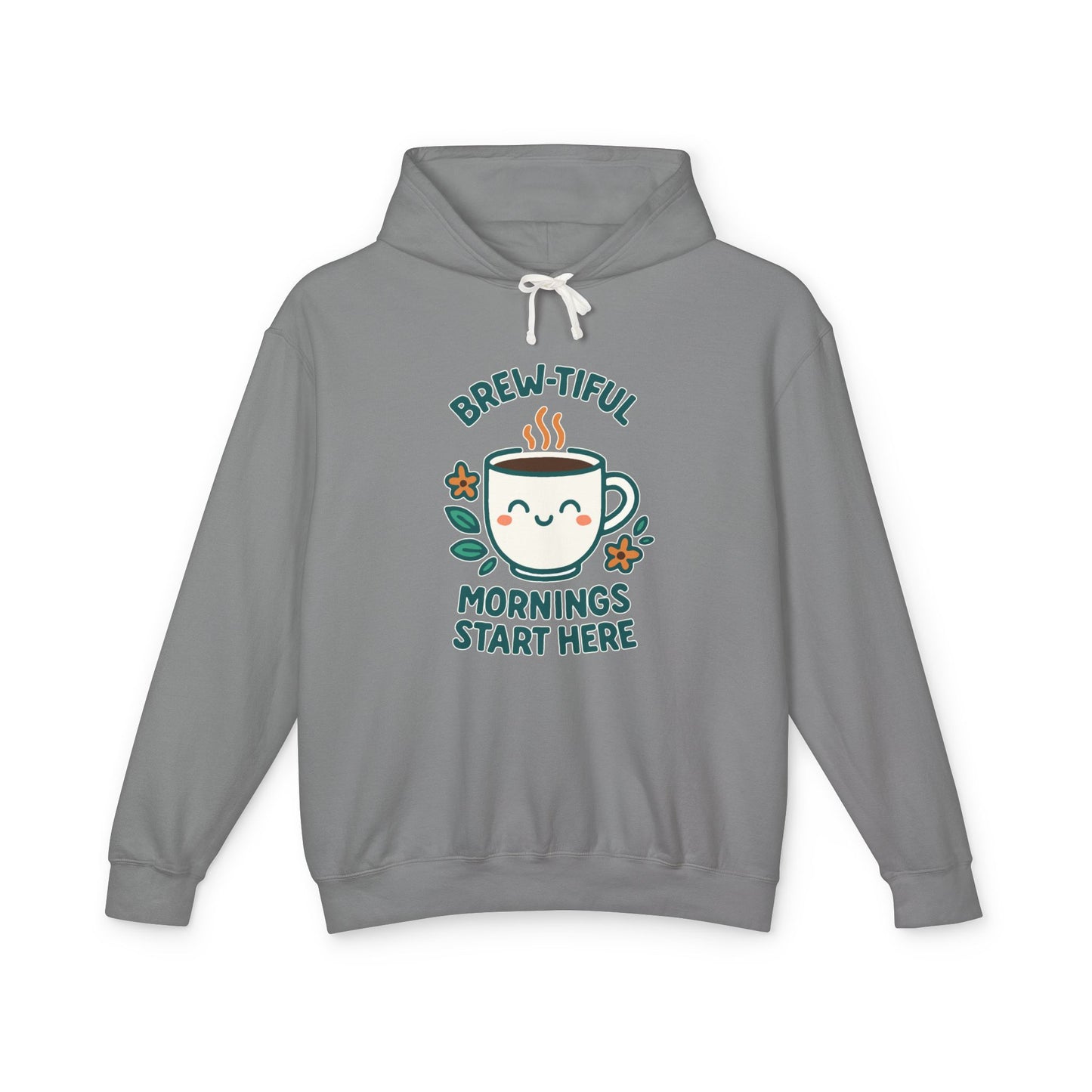 Brew-tiful Morinings Unisex Hooded Sweatshirt for Coffee Lovers, Lightweight Pullover Hoodie, Positive Apparel, Cozy Layering