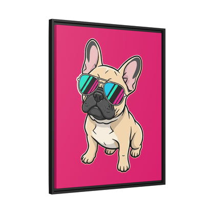French Bulldog with Sunglasses - Framed Canvas