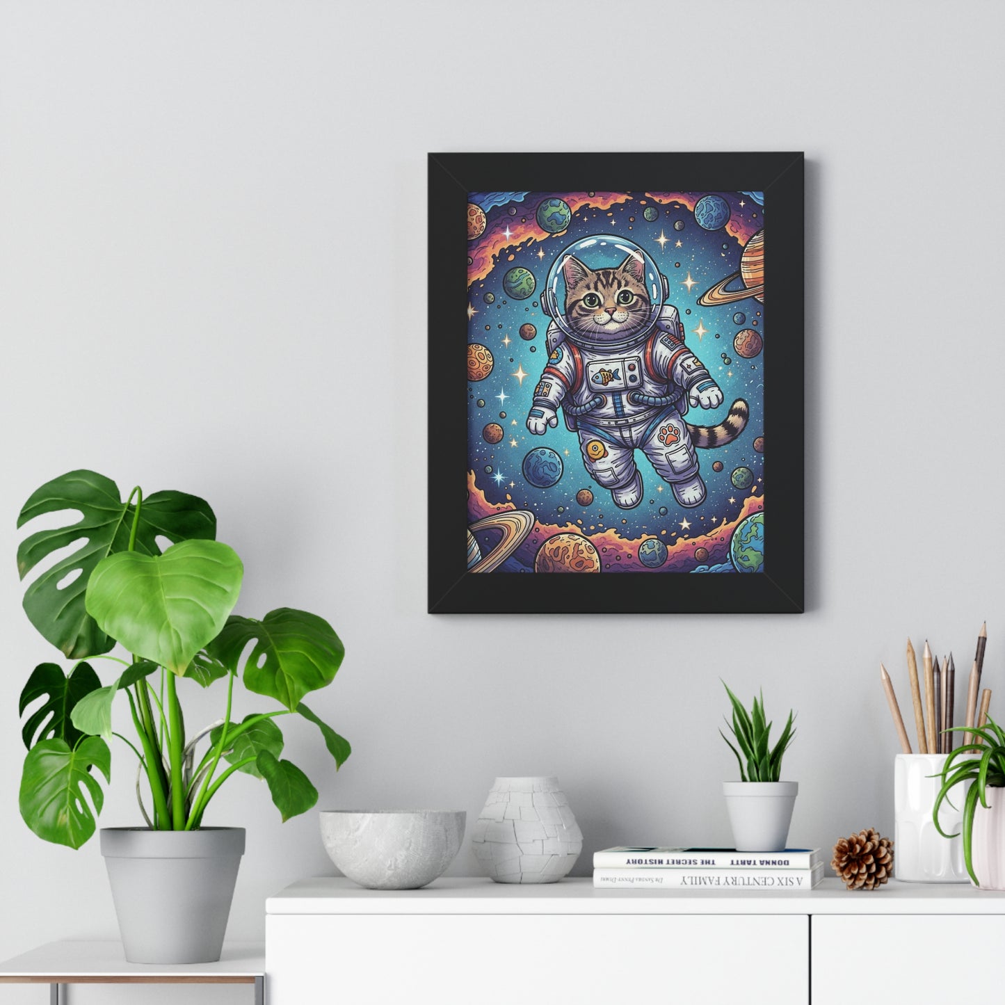 Astronaut Cat - Framed Poster