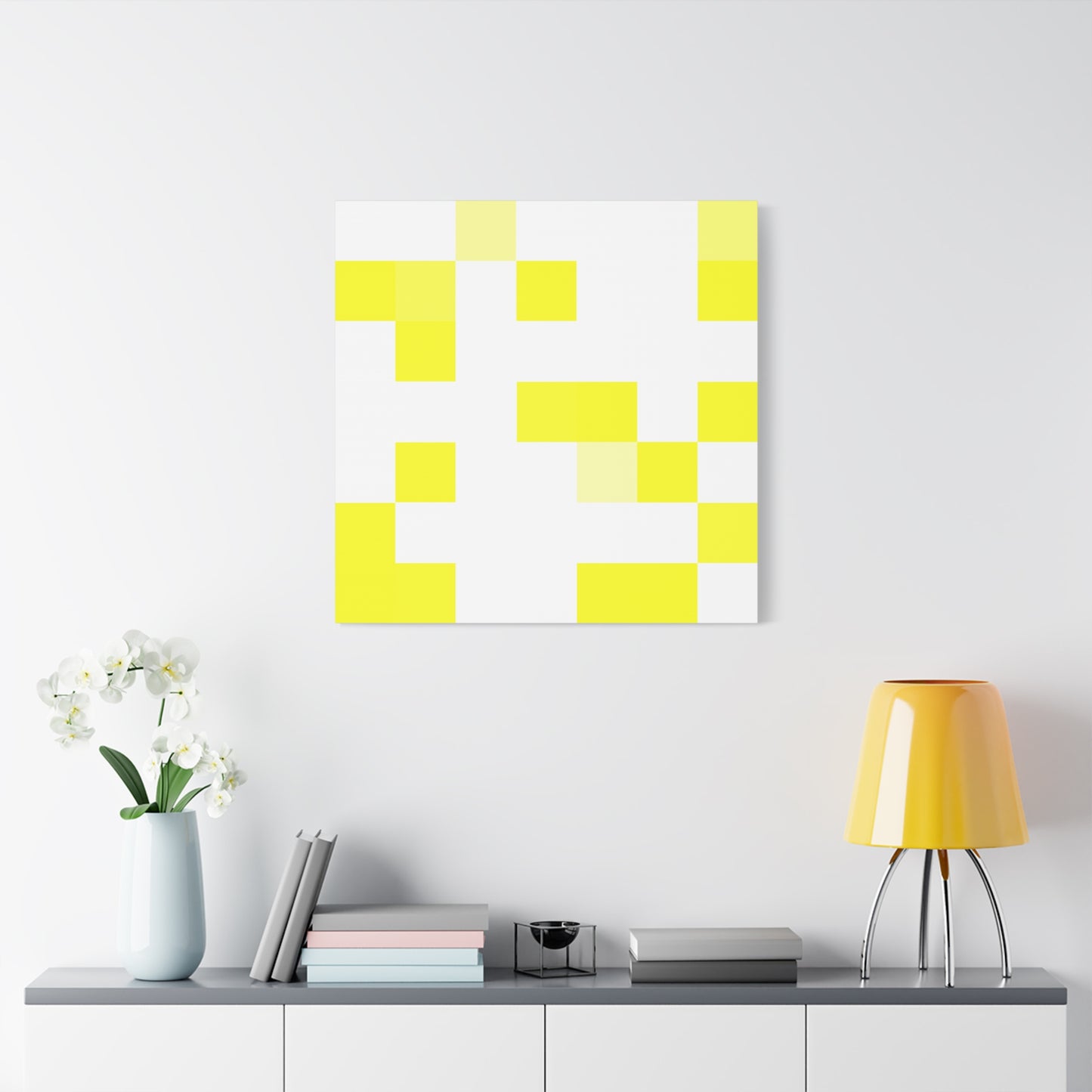 Yellow Pixel Grid - Canvas