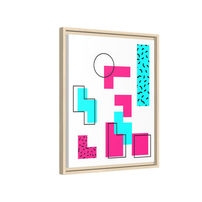 Retro Geometric Vibes - Framed Canvas