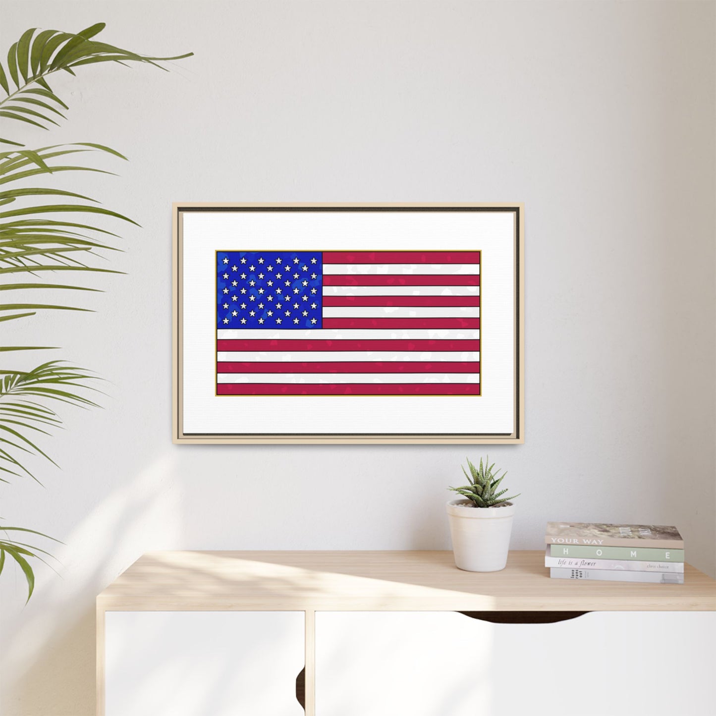 New Glory American Flag (Gold Edge Edition) - Framed Canvas