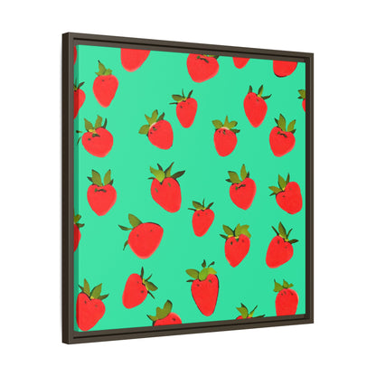 Strawberry Pattern - Framed Canvas