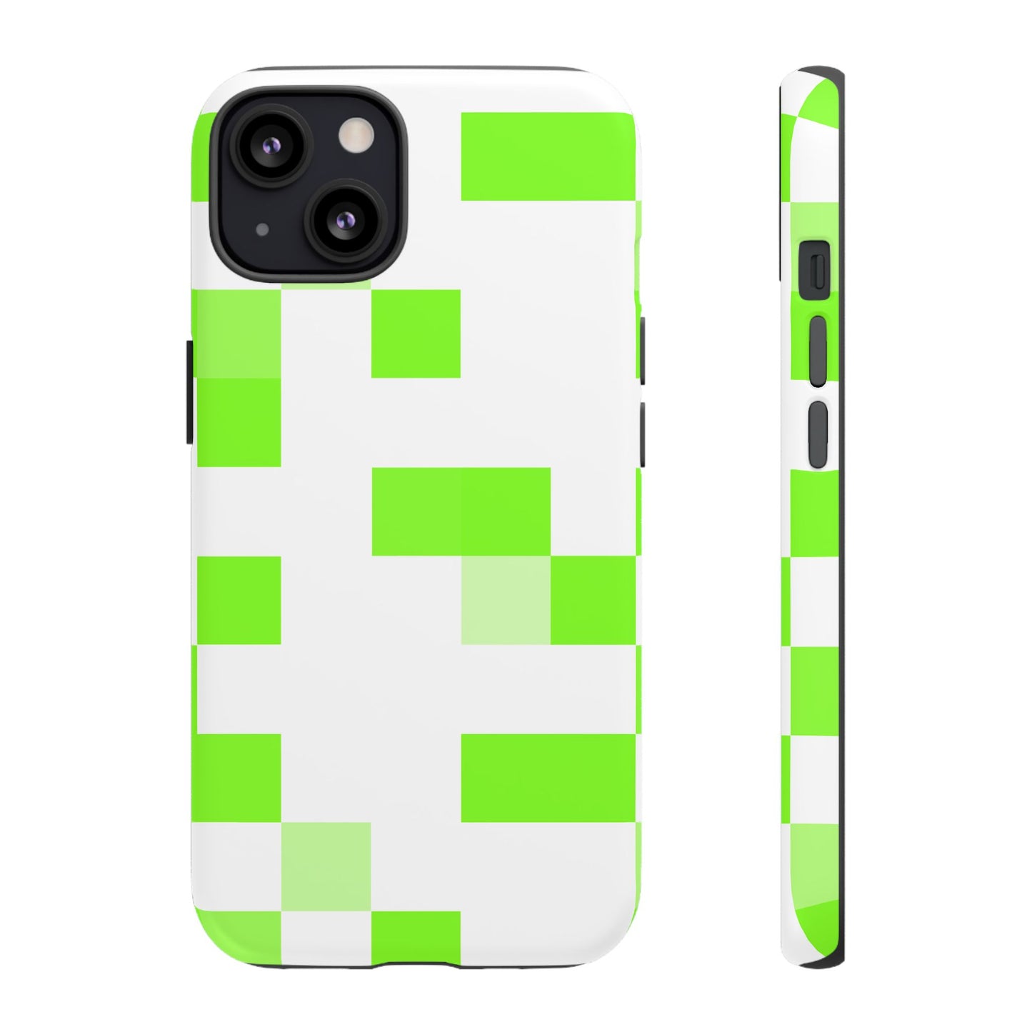 Lime Green Pixel Grid - Phone Case