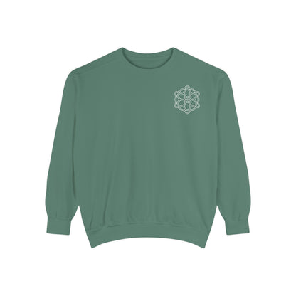 Garment-Dyed Sweatshirt with Elegant Floral Design, Cozy Unisex Sweater, Fashionable Casual Wear, Gift for Her, Perfect for Spring Style