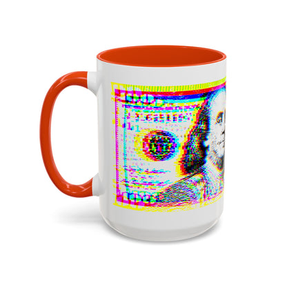 100 Dollars Bill - Neon Color Explosion - Color Accent Mug