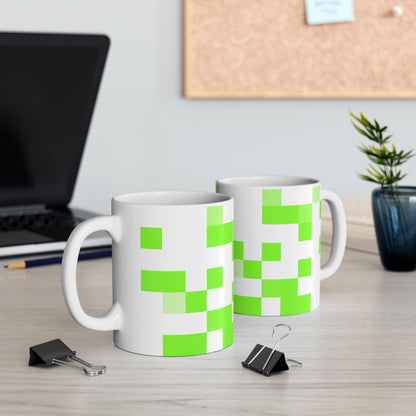 Lime Green Pixel Grid - Mug