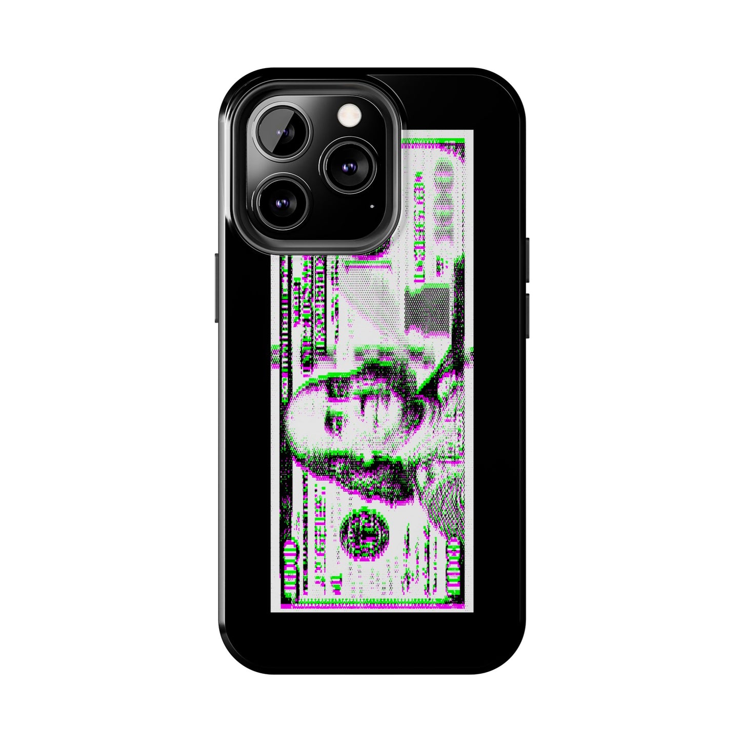 100 Dollars Bill - Green/Magenta Glitch - Phone Case