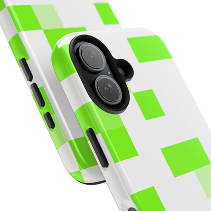 Lime Green Pixel Grid - Phone Case
