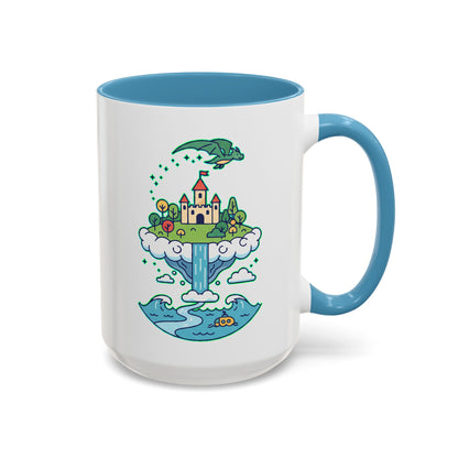 Floating Castle Dragon - Magical Fantasy Island - Color Accent Mug