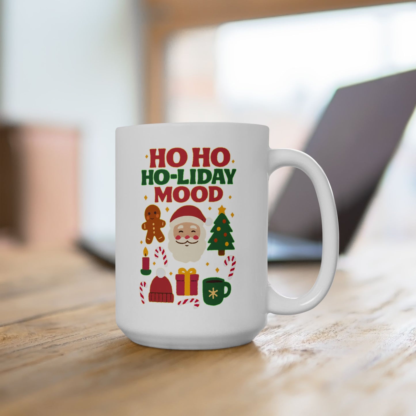 Festive Holiday Ceramic Mug, Christmas Coffee Cup, Holiday Gift Mug, Cute Gingerbread Design, Cozy Winter Drinkware