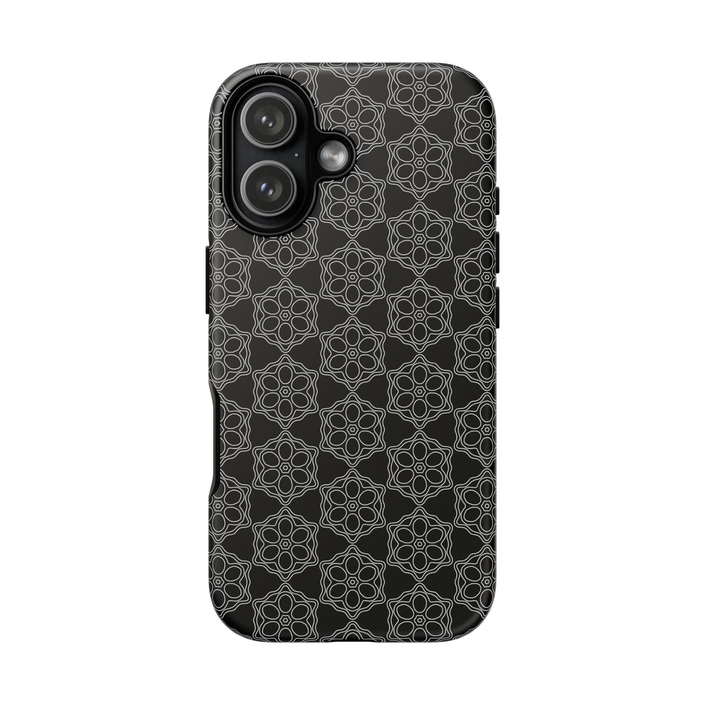 Geometric Pattern Phone Case, Dark Floral Case for Tough Protection, Stylish Smartphone Accessory, Gift for Tech Lovers, Trendy Mobile Cover