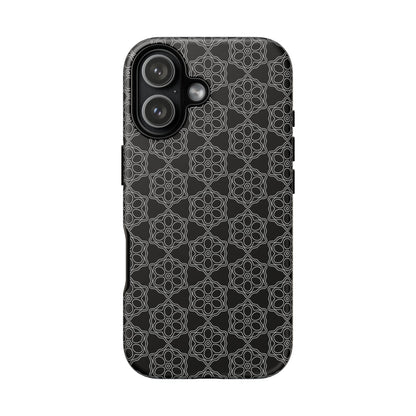 Geometric Pattern Phone Case, Dark Floral Case for Tough Protection, Stylish Smartphone Accessory, Gift for Tech Lovers, Trendy Mobile Cover