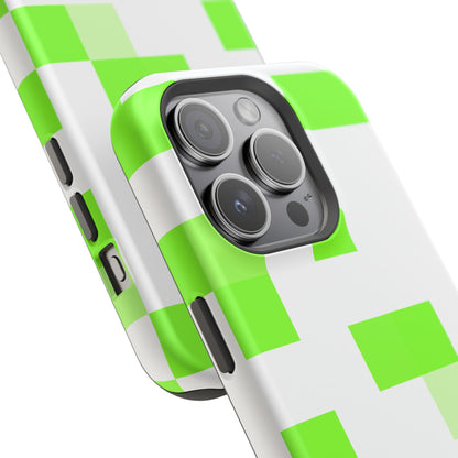Lime Green Pixel Grid - Magnetic Phone Case