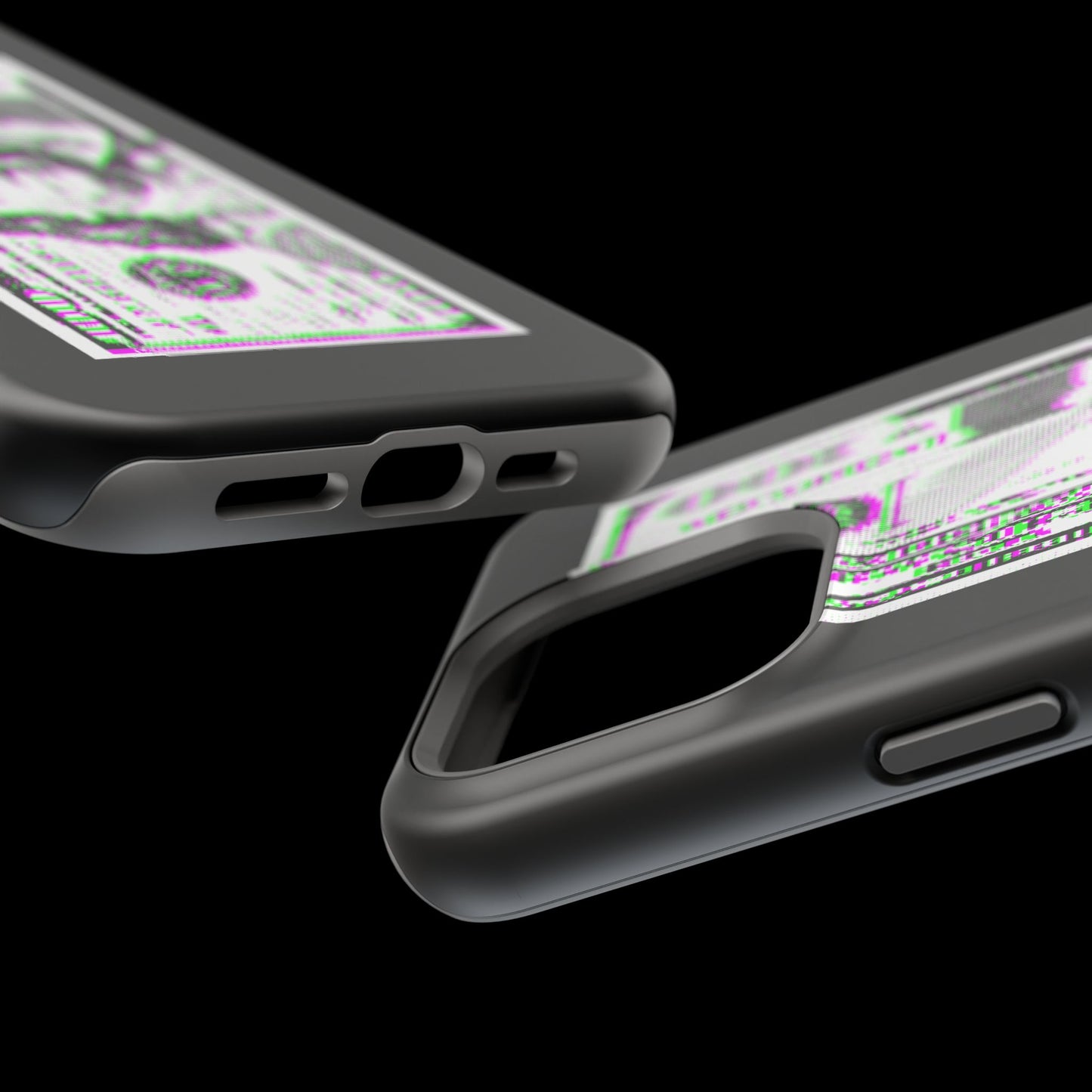 100 Dollars Bill - Green/Magenta Glitch - Magnetic Phone Case