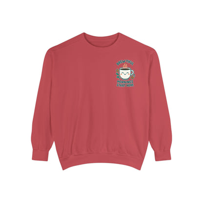 Cozy Coffee Sweatshirt, Brew-tiful Mornings Start Here, Unisex Pullover, Gift for Coffee Lovers, Casual Wear, Relaxed Style