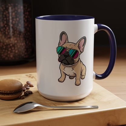French Bulldog with Sunglasses - Color Accent Mug