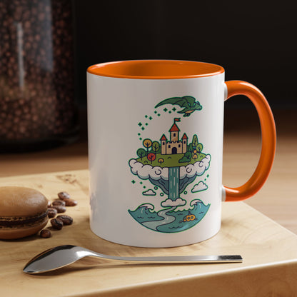 Floating Castle Dragon - Magical Fantasy Island - Color Accent Mug