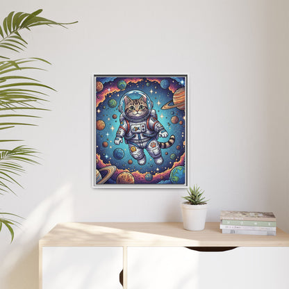 Astronaut Cat - Framed Canvas