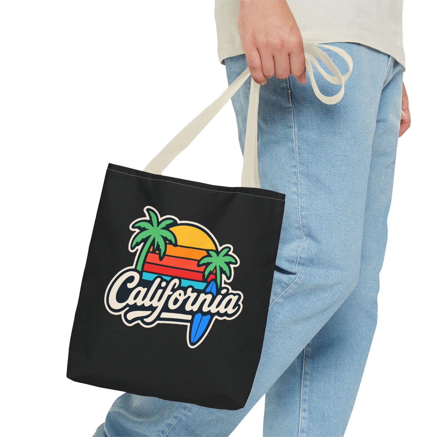 California Retro Tote Bag - Beach Vibes, Summer Accessory, Travel Bag, Gift for Friends, Eco-Friendly Shopping