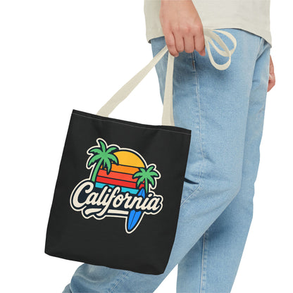 California Retro Tote Bag - Beach Vibes, Summer Accessory, Travel Bag, Gift for Friends, Eco-Friendly Shopping