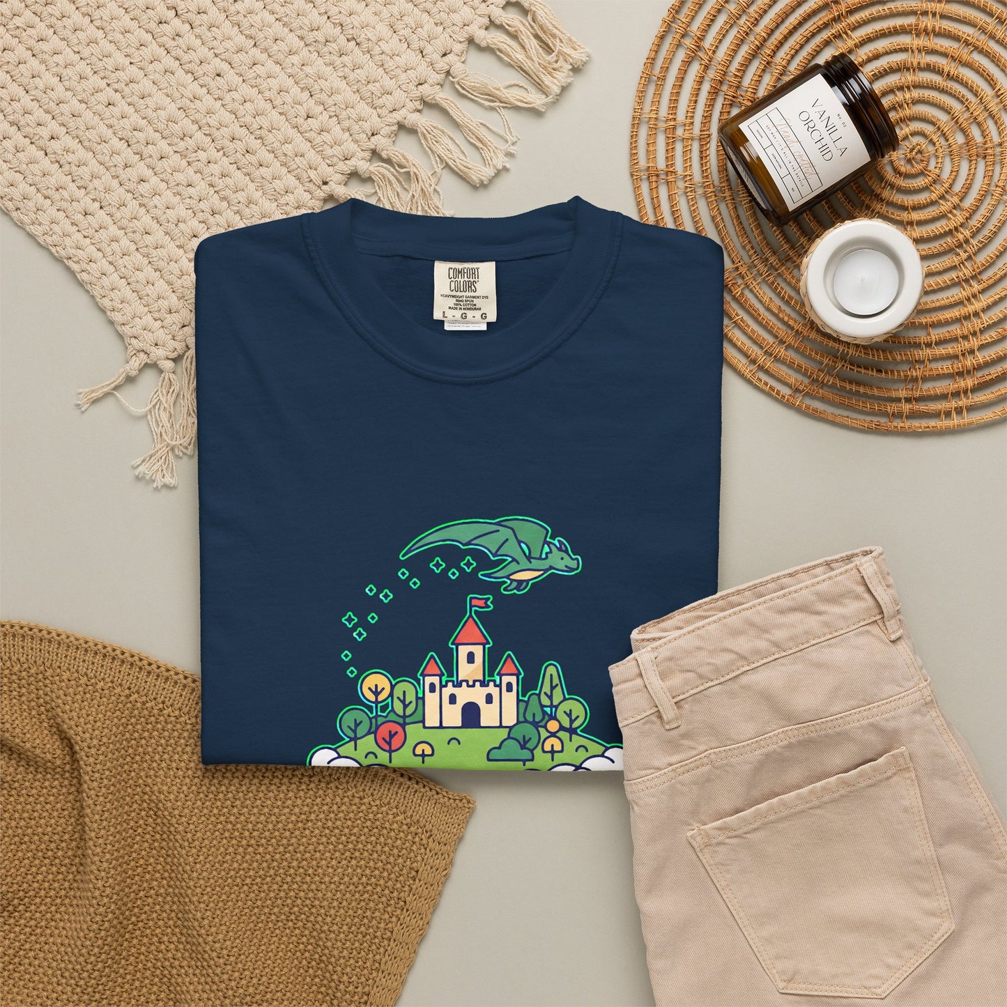 Floating Castle Dragon - Magical Fantasy Island - T-Shirt