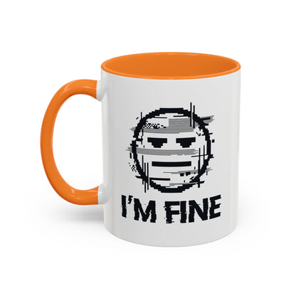 I’m Fine Glitched Smiley - Color Accent Mug