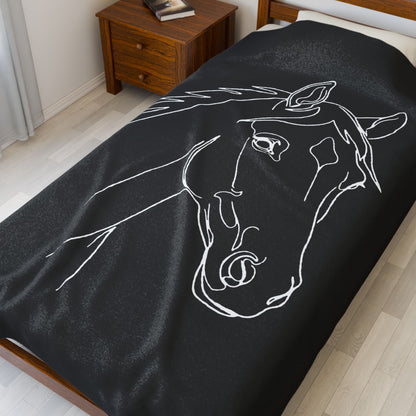Horse Portrait Sketch - Plush Blanket