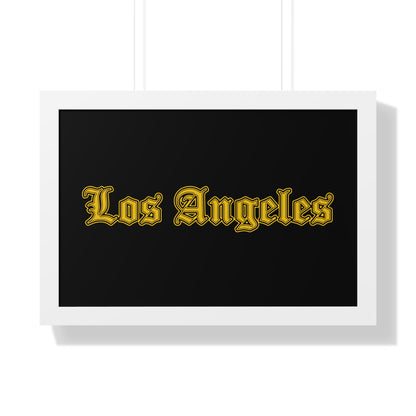 Los Angeles Framed Poster, Urban Wall Art for Home Decor, Cityscape Gift, Interior Design Accent, Modern Typography Decor - Golden Edition