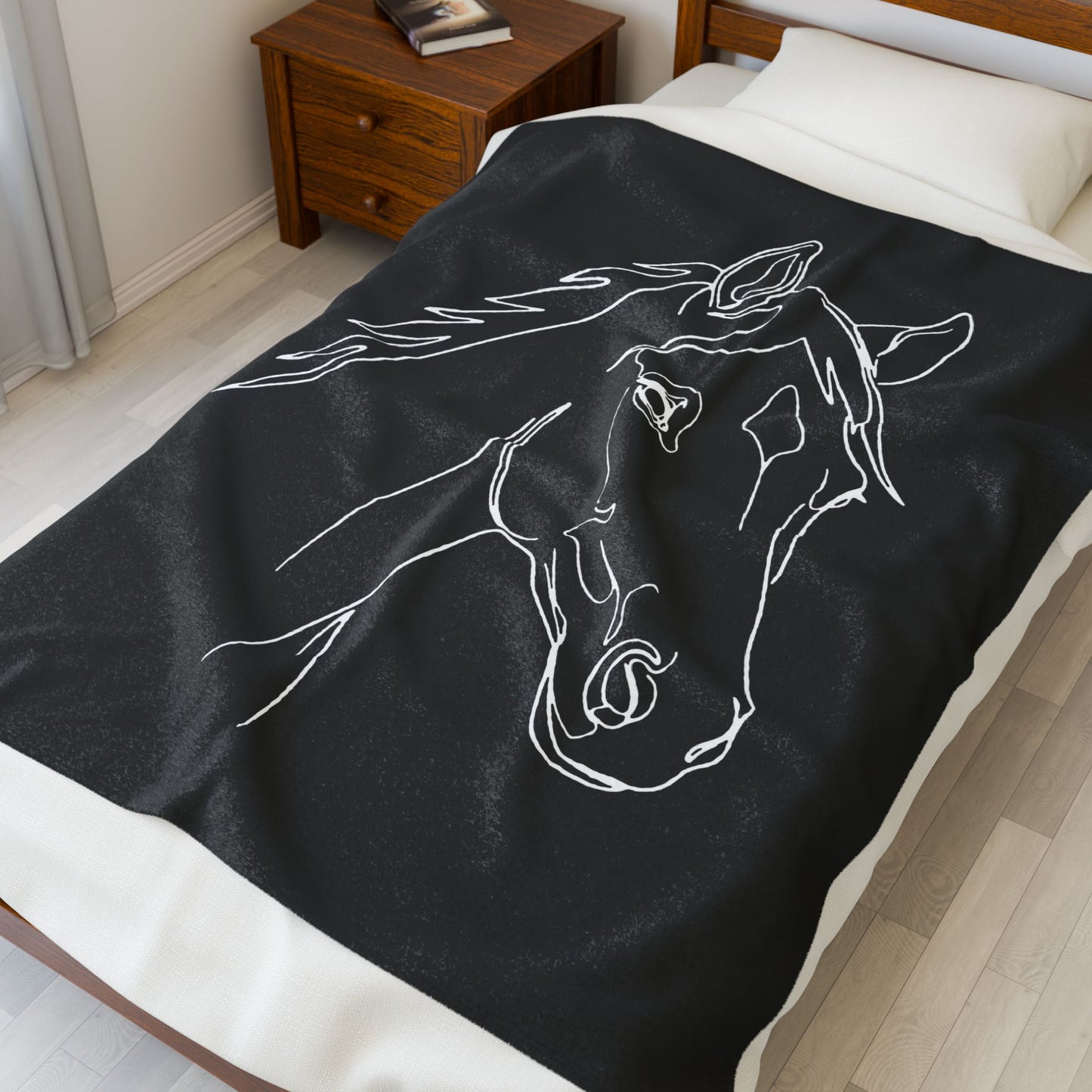 Horse Portrait Sketch - Plush Blanket