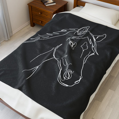 Horse Portrait Sketch - Plush Blanket