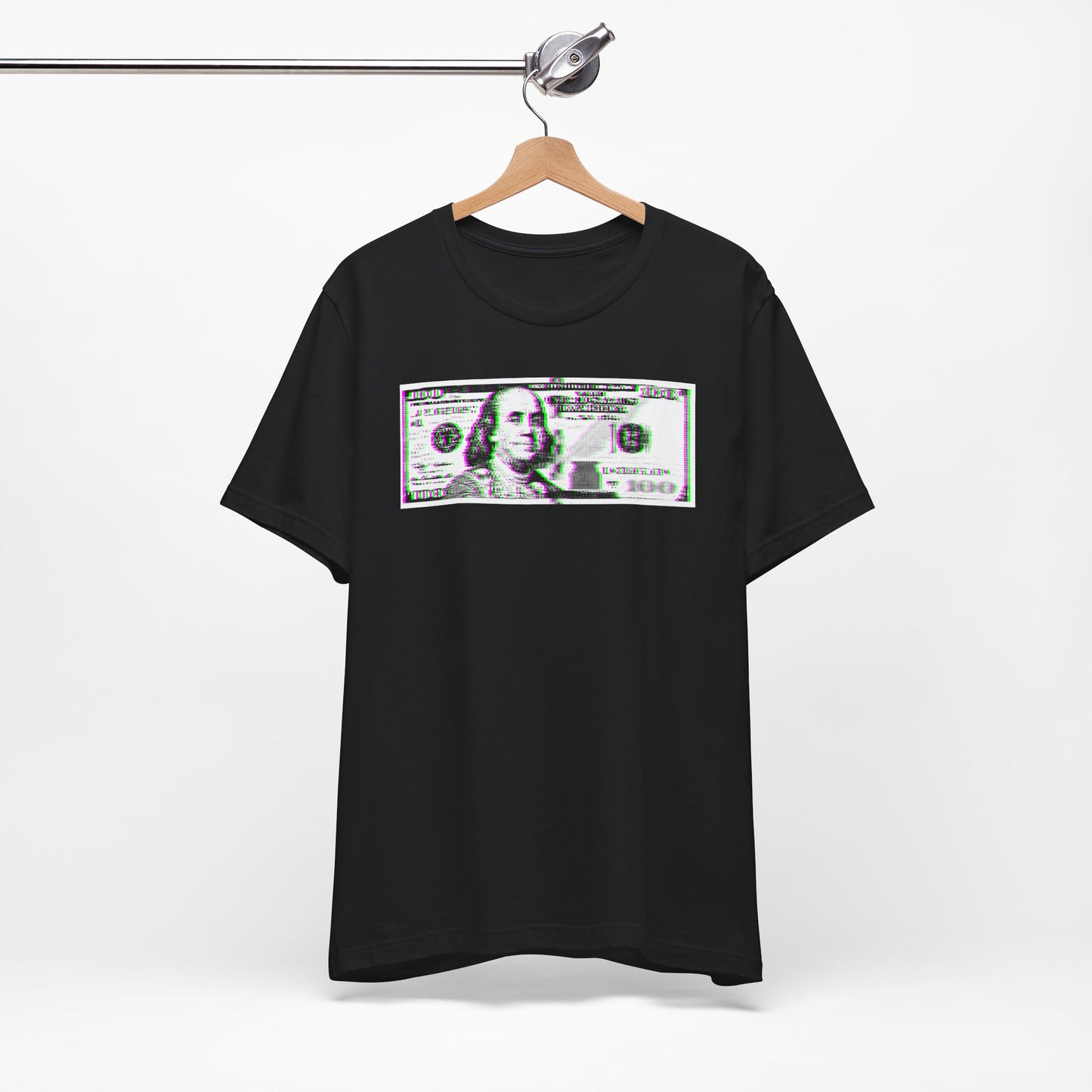 100 Dollars Bill - Green/Magenta Glitch - T-Shirt