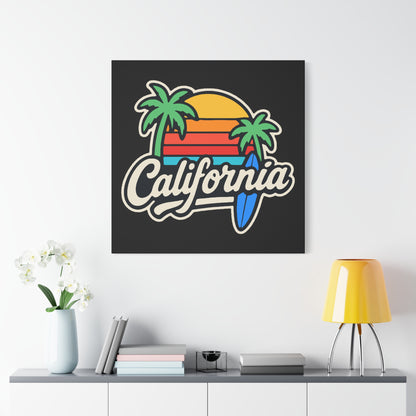California Sunset Wall Art, Matte Canvas Print, Surf Decor, Tropical Home Decor, Beach Themed Art