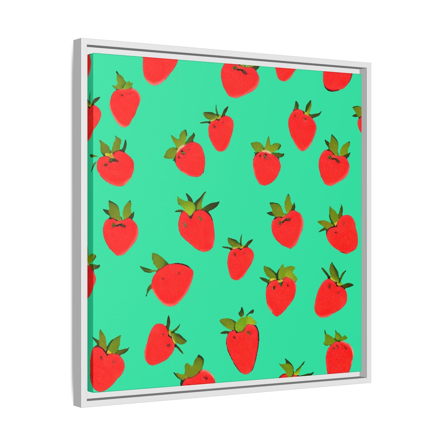 Strawberry Pattern - Framed Canvas