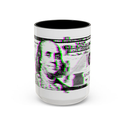 100 Dollars Bill - Green/Magenta Glitch - Color Accent Mug