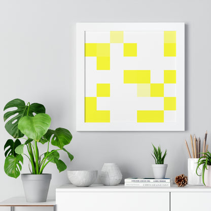 Yellow Pixel Grid - Framed Poster