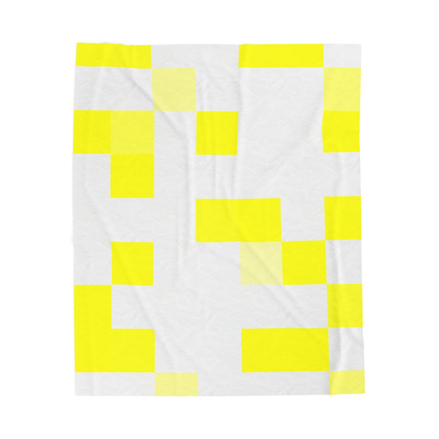Yellow Pixel Grid - Plush Blanket