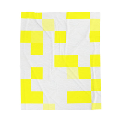 Yellow Pixel Grid - Plush Blanket