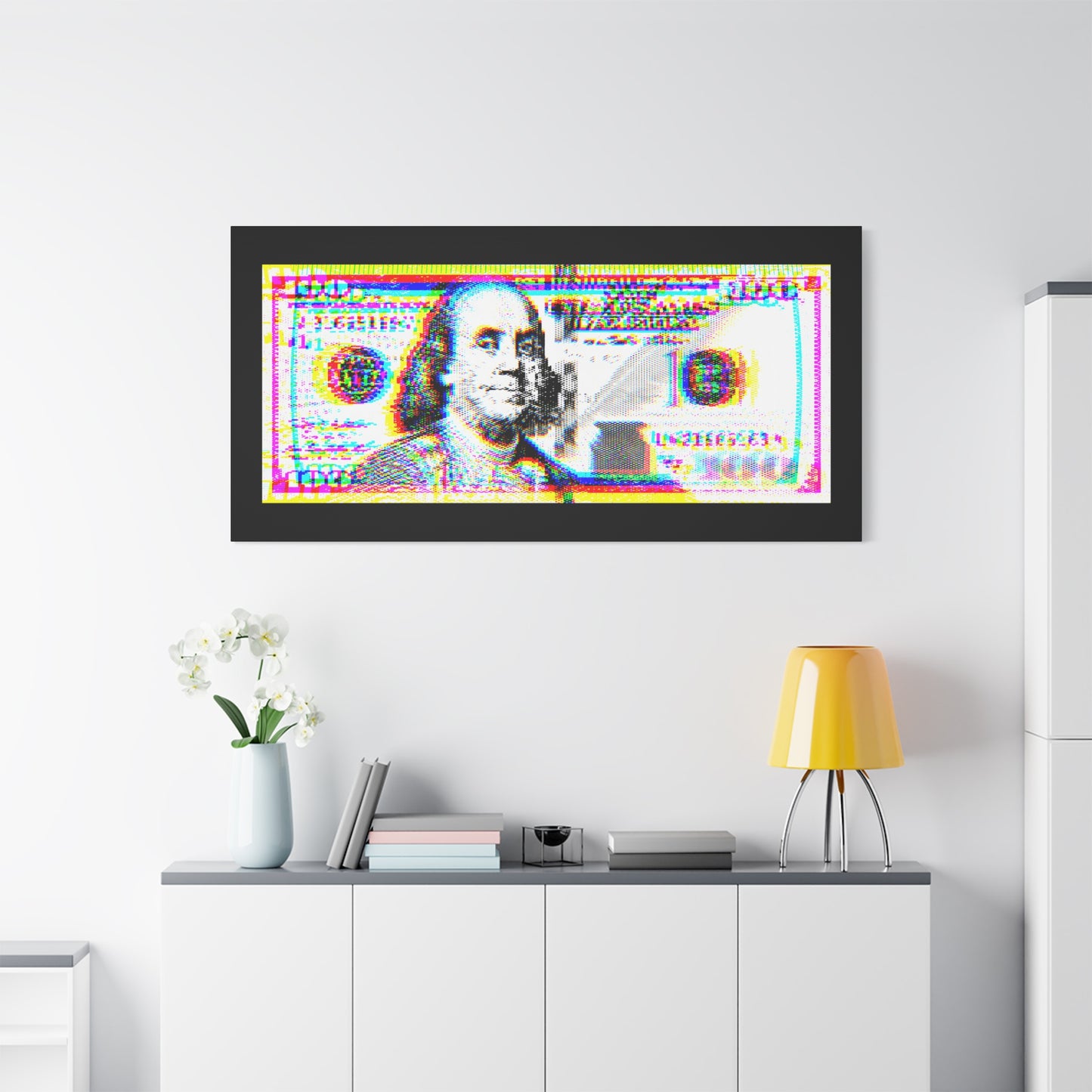 100 Dollars Bill - Neon Color Explosion - Canvas