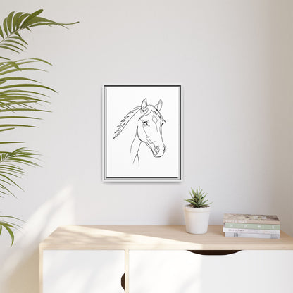 Horse Portrait Sketch - Framed Canvas