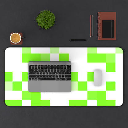 Lime Green Pixel Grid - Desk Mat