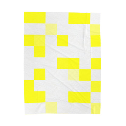 Yellow Pixel Grid - Plush Blanket