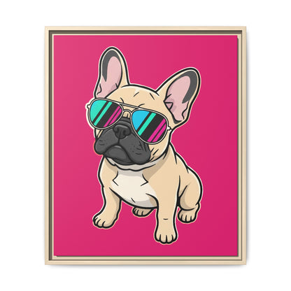 French Bulldog with Sunglasses - Framed Canvas