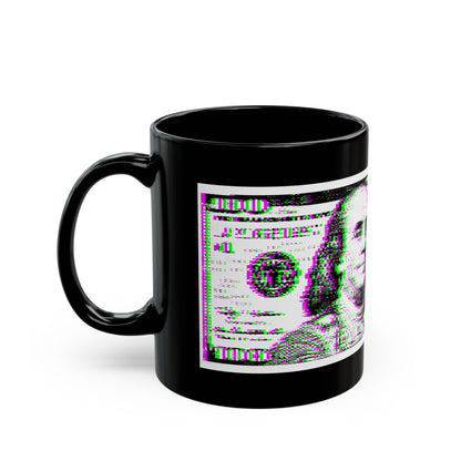 100 Dollars Bill - Green/Magenta Glitch - Black Mug