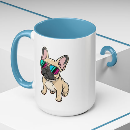 French Bulldog with Sunglasses - Color Accent Mug